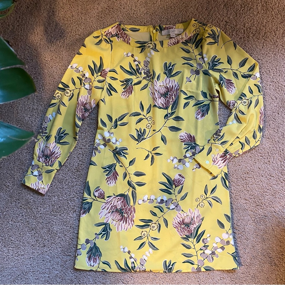 LOFT yellow & floral dress